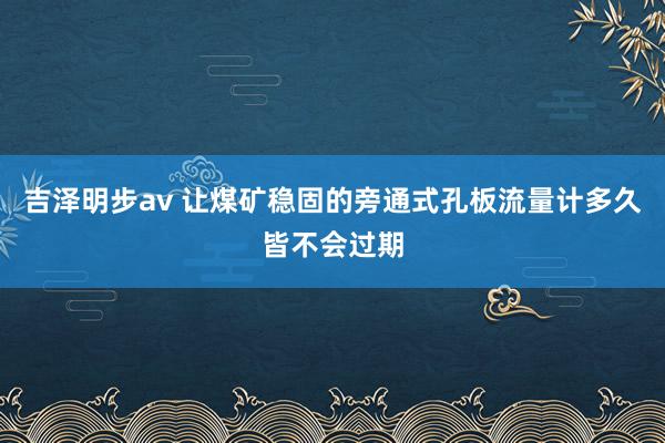 吉泽明步av 让煤矿稳固的旁通式孔板流量计多久皆不会过期